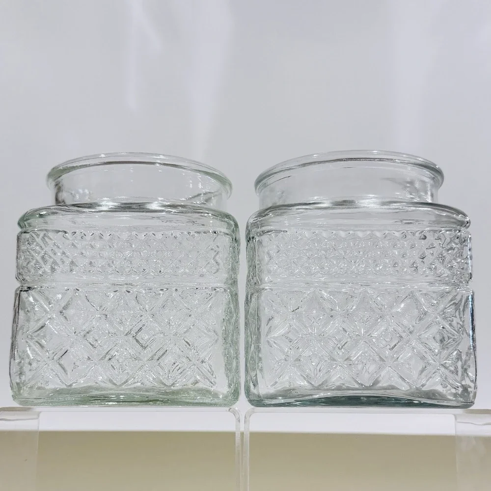 (2) Vintage‎ Anchor Hocking Wexford Pattern Clear Glass Canister Jar - No Lids